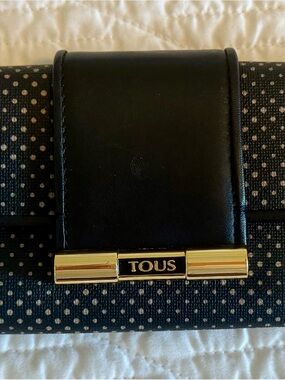 VINTAGE TOUS Women's Wallet Black Dot GOLD 7.5”x3.5” (certif of Authenticity)